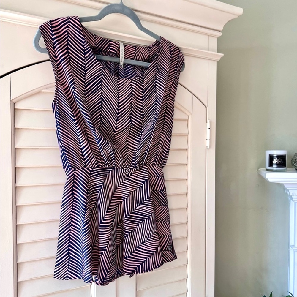 Anthropologie Paper Crane Small Boho Botanical Exposed Back Peplum Top